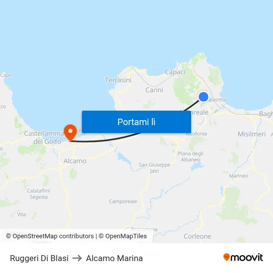 Ruggeri Di Blasi to Alcamo Marina map