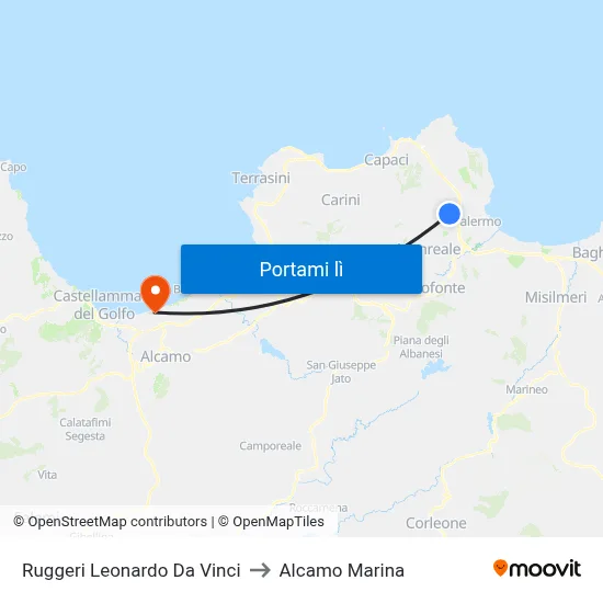 Ruggeri Leonardo Da Vinci to Alcamo Marina map