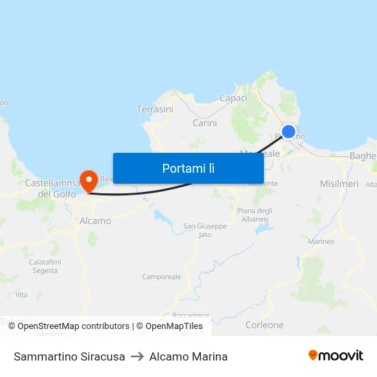 Sammartino Siracusa to Alcamo Marina map