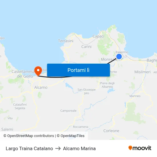 Largo Traina Catalano to Alcamo Marina map