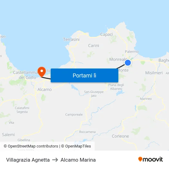 Villagrazia Agnetta to Alcamo Marina map