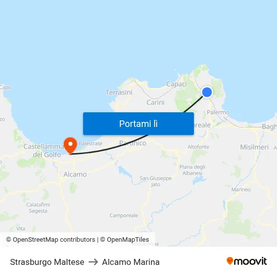 Strasburgo Maltese to Alcamo Marina map