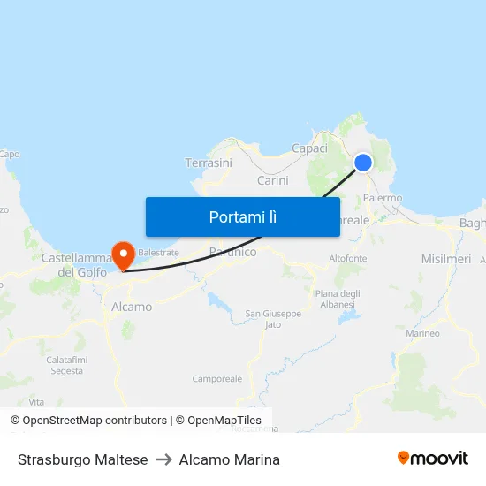 Strasburgo Maltese to Alcamo Marina map