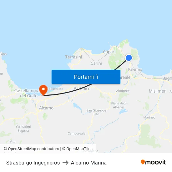 Strasburgo Ingegneros to Alcamo Marina map