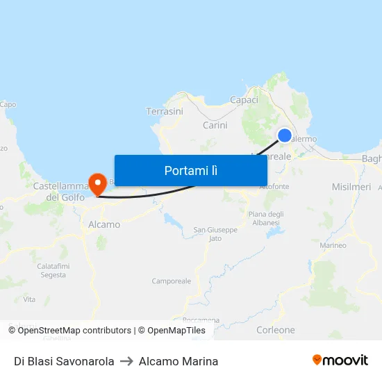 Di Blasi Savonarola to Alcamo Marina map