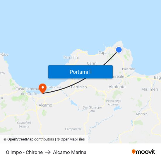 Olimpo - Chirone to Alcamo Marina map
