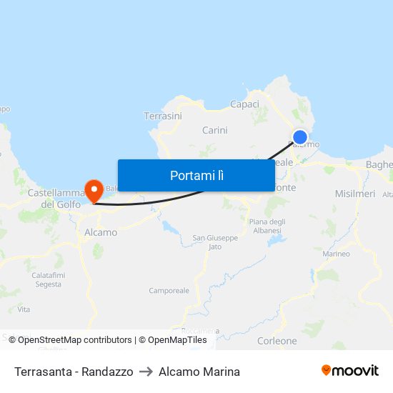 Terrasanta - Randazzo to Alcamo Marina map