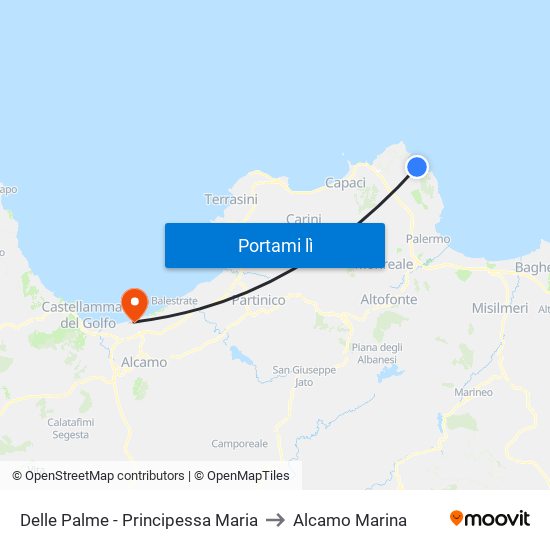 Delle Palme - Principessa Maria to Alcamo Marina map