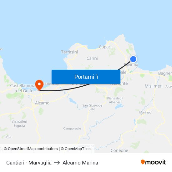 Cantieri - Marvuglia to Alcamo Marina map