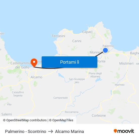 Palmerino - Scontrino to Alcamo Marina map