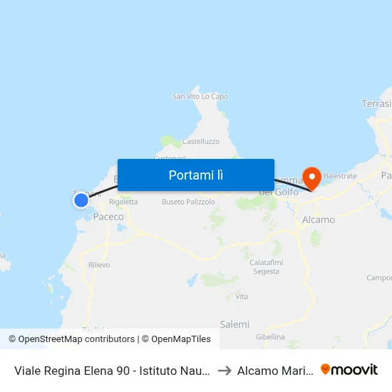 Viale Regina Elena 90 - Istituto Nautico to Alcamo Marina map