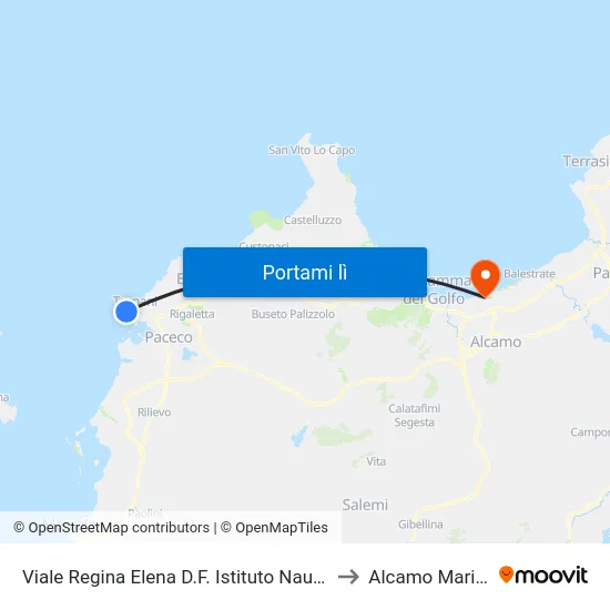 Viale Regina Elena D.F. Istituto Nautico to Alcamo Marina map