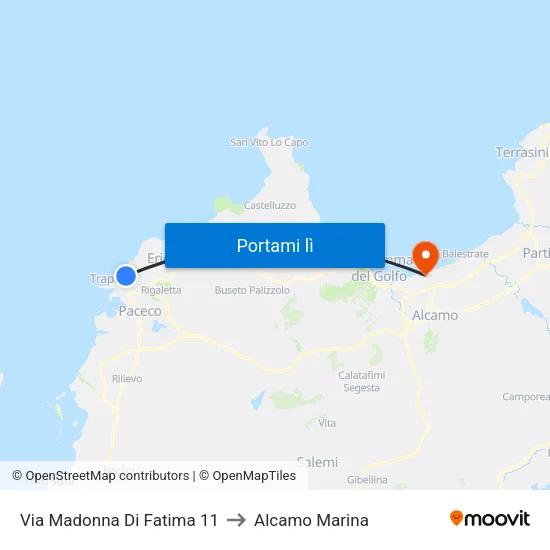 Via  Madonna Di Fatima 11 to Alcamo Marina map