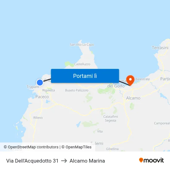 Via Dell'Acquedotto 31 to Alcamo Marina map