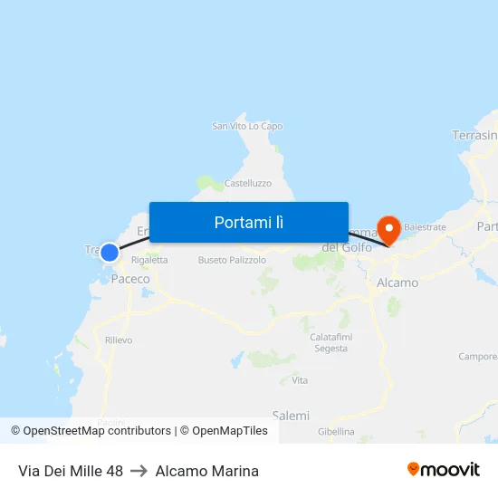 Via Dei Mille 48 to Alcamo Marina map
