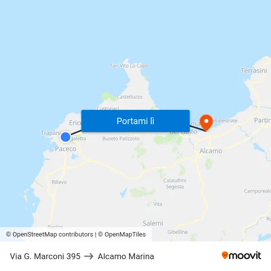 Via G. Marconi 395 to Alcamo Marina map