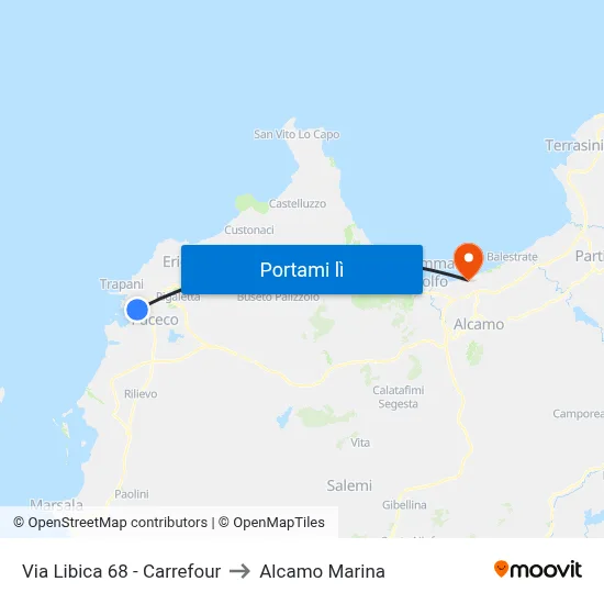 Via Libica 68 - Carrefour to Alcamo Marina map