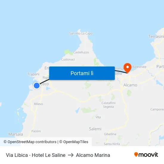 Via Libica - Hotel Le Saline to Alcamo Marina map