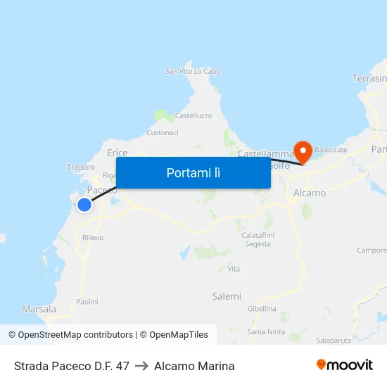Strada Paceco D.F. 47 to Alcamo Marina map