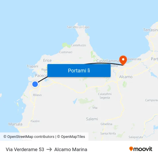 Via Verderame 53 to Alcamo Marina map