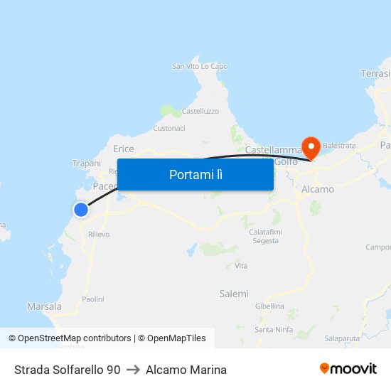 Strada Solfarello 90 to Alcamo Marina map