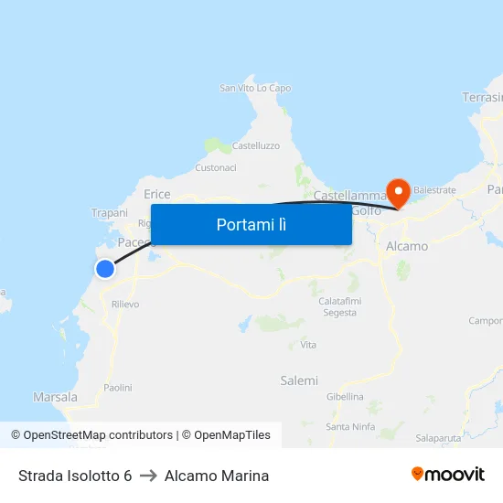 Strada Isolotto 6 to Alcamo Marina map