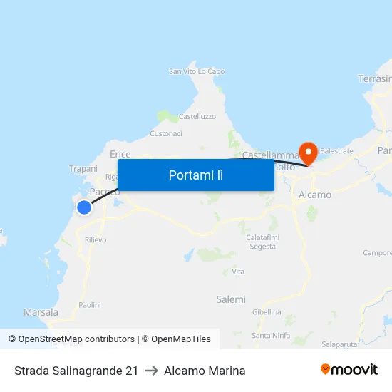 Strada Salinagrande 21 to Alcamo Marina map