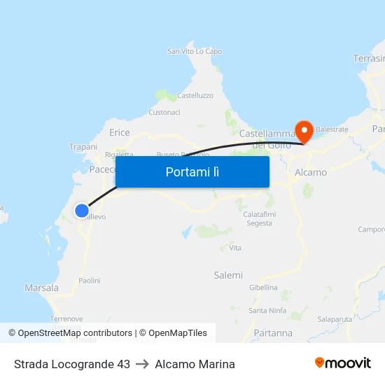 Strada Locogrande 43 to Alcamo Marina map