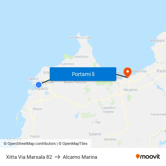 Xitta Via Marsala 82 to Alcamo Marina map