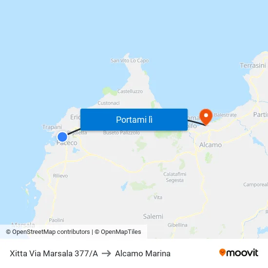 Xitta Via Marsala 377/A to Alcamo Marina map