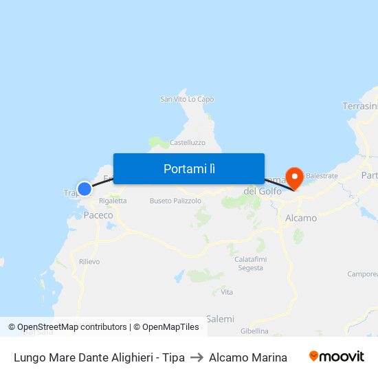 Lungo Mare Dante Alighieri - Tipa to Alcamo Marina map