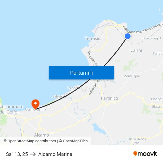 Ss113, 25 to Alcamo Marina map