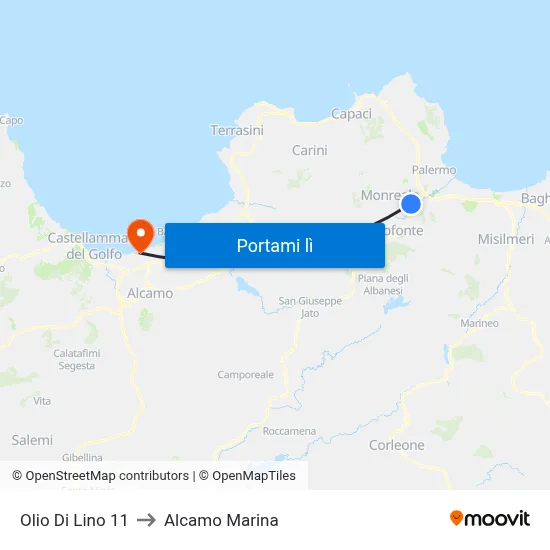 Olio Di Lino 11 to Alcamo Marina map