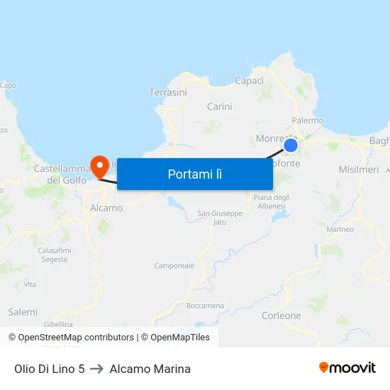 Olio Di Lino 5 to Alcamo Marina map