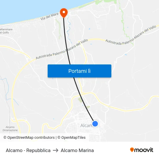 Alcamo - Repubblica to Alcamo Marina map