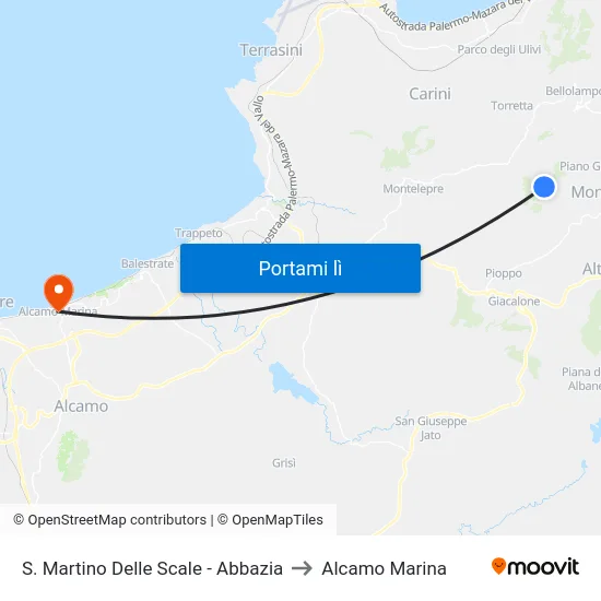 S. Martino Delle Scale - Abbazia to Alcamo Marina map