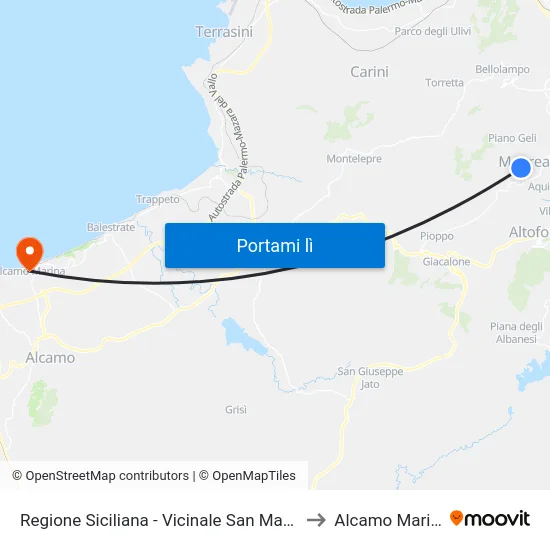 Regione Siciliana - Vicinale San Martino to Alcamo Marina map