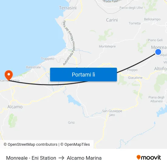 Monreale - Eni Station to Alcamo Marina map