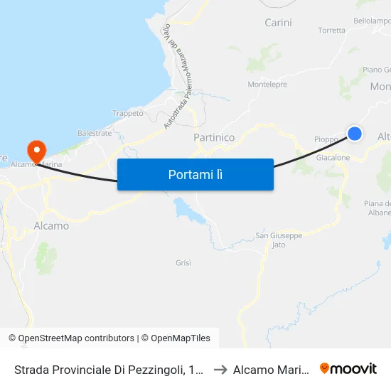 Strada Provinciale Di Pezzingoli, 197 to Alcamo Marina map
