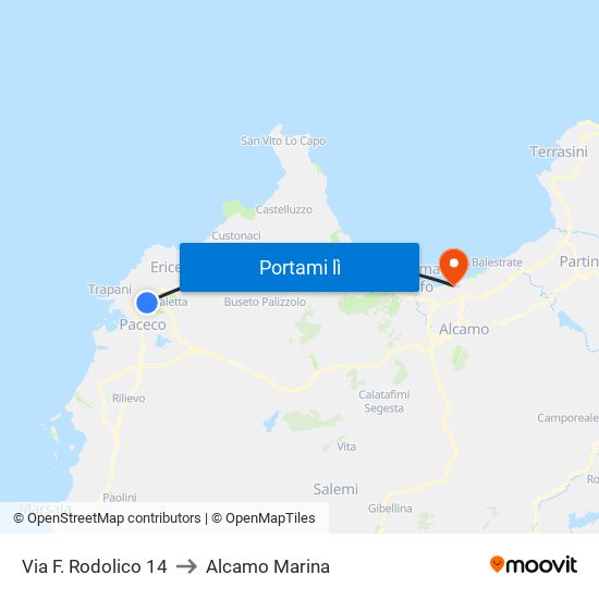 Via F. Rodolico 14 to Alcamo Marina map