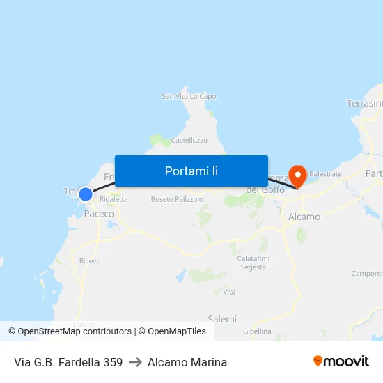 Via G.B. Fardella 359 to Alcamo Marina map