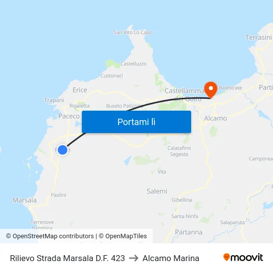 Rilievo Strada Marsala D.F. 423 to Alcamo Marina map