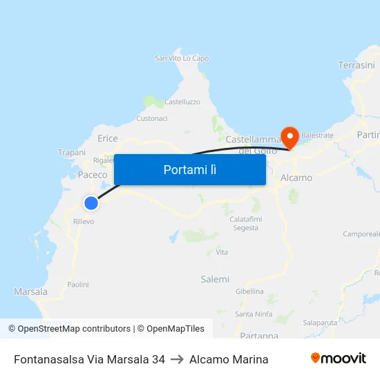 Fontanasalsa Via Marsala 34 to Alcamo Marina map