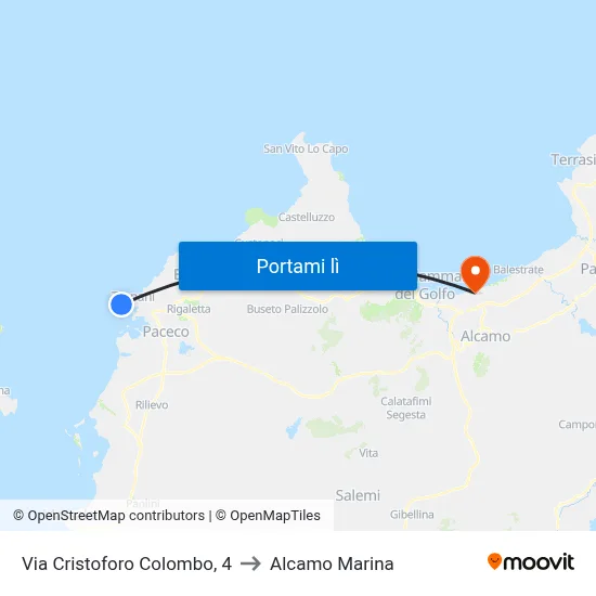 Via Cristoforo Colombo, 4 to Alcamo Marina map