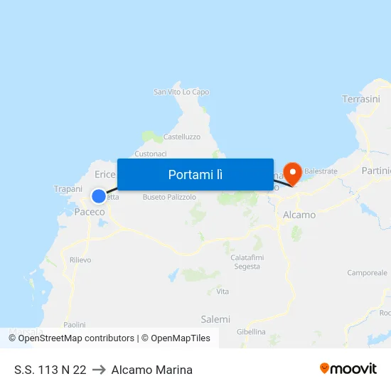S.S. 113 N 22 to Alcamo Marina map