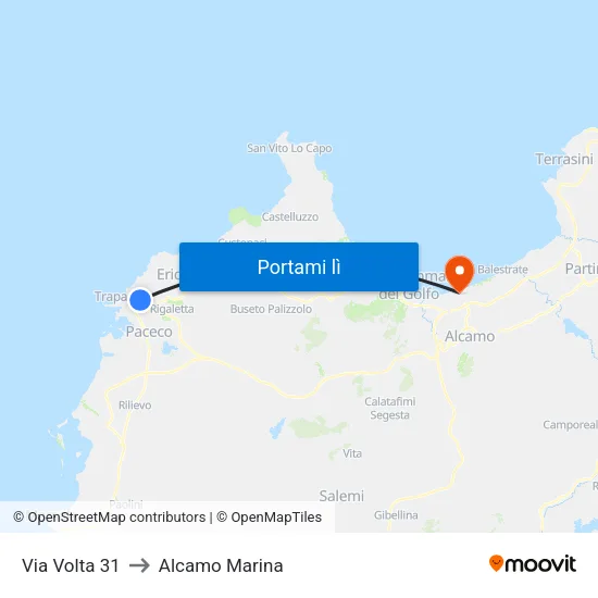 Via Volta 31 to Alcamo Marina map