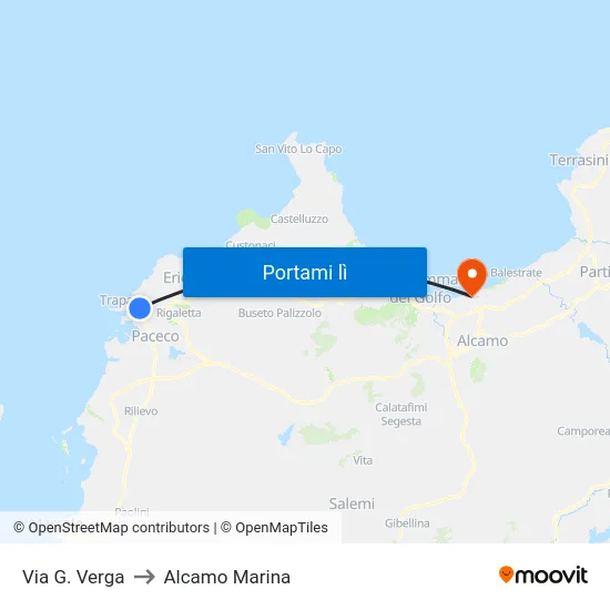 Via G. Verga to Alcamo Marina map