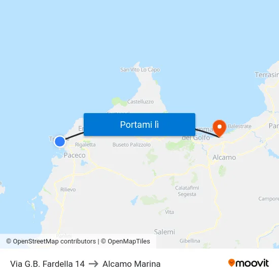 Via G.B. Fardella 14 to Alcamo Marina map