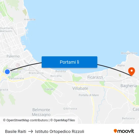 Basile Raiti to Istituto Ortopedico Rizzoli map