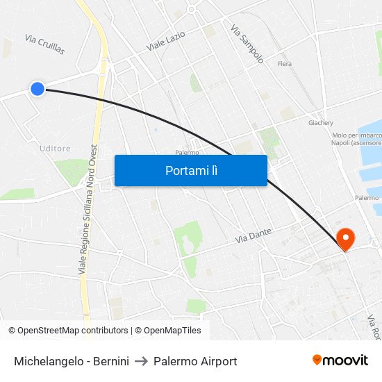 Michelangelo - Bernini to Palermo Airport map